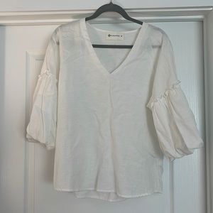 White Quarter-Length Sleeved Blouse